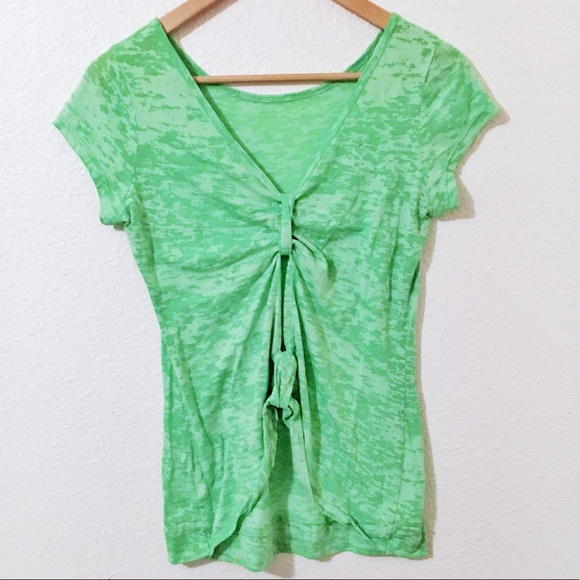 Charlotte Russe Neon Green Shirt Knotted - Picture 2 of 5